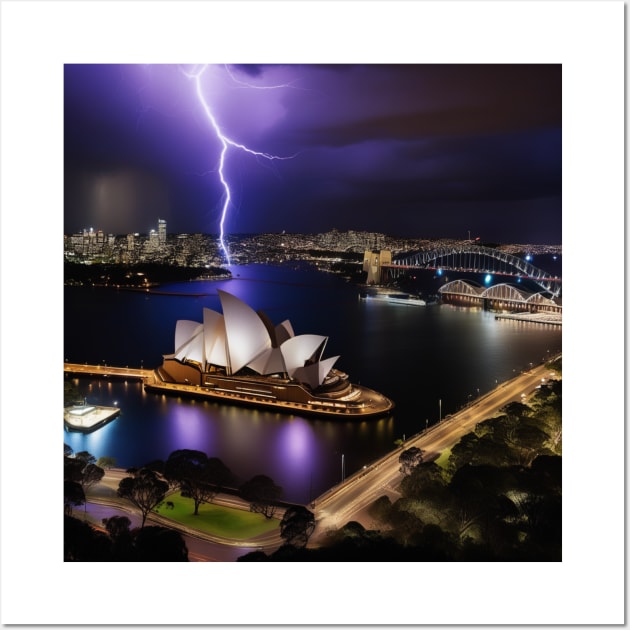 Iconic World Landmarks During A Thunderstorm: Opera House Sydney Wall Art by Musical Art By Andrew